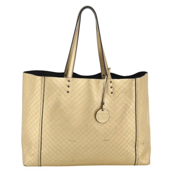 BOTTEGA VENETA Mirage Tote Bag Leather Gold Auth 185512