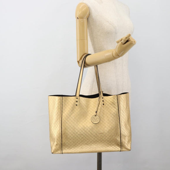 BOTTEGA VENETA Mirage Tote Bag Leather Gold Auth 185512