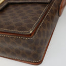 CELINE Macadam Canvas Shoulder Bag PVC Leather Brown Gold Auth 185532-8