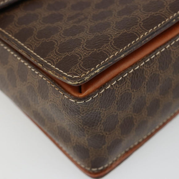 CELINE Macadam Canvas Shoulder Bag PVC Leather Brown Gold Auth 185532