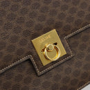 CELINE Macadam Canvas Shoulder Bag PVC Leather Brown Gold Auth 185532-18