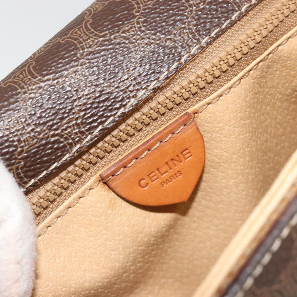 CELINE Macadam Canvas Shoulder Bag PVC Leather Brown Gold Auth 185532