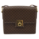 CELINE Macadam Canvas Shoulder Bag PVC Leather Brown Gold Auth 185532-13