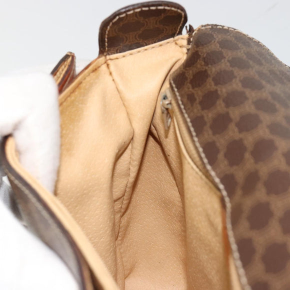 CELINE Macadam Canvas Shoulder Bag PVC Leather Brown Gold Auth 185532