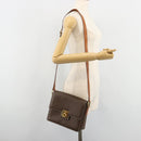CELINE Macadam Canvas Shoulder Bag PVC Leather Brown Gold Auth 185532-26