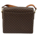 CELINE Macadam Canvas Shoulder Bag PVC Leather Brown Gold Auth 185532-2