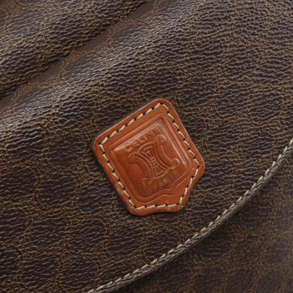 CELINE Macadam Canvas Hand Bag PVC Leather Brown Gold Auth 185533