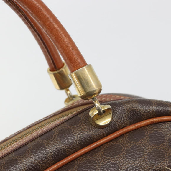 CELINE Macadam Canvas Hand Bag PVC Leather Brown Gold Auth 185533