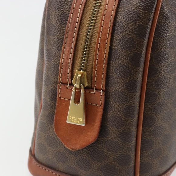 CELINE Macadam Canvas Hand Bag PVC Leather Brown Gold Auth 185533