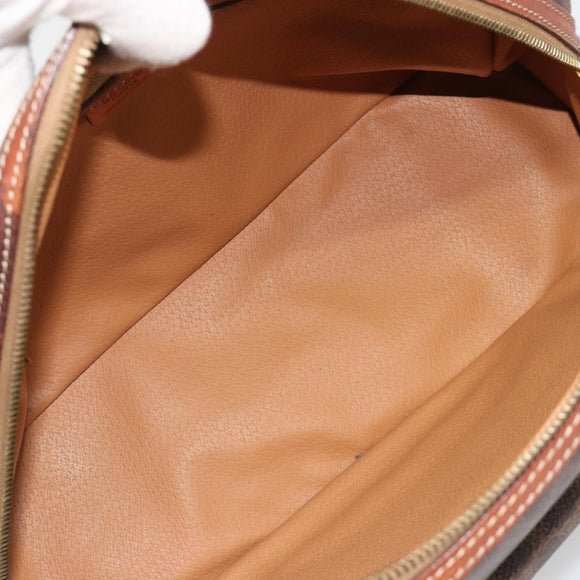 CELINE Macadam Canvas Hand Bag PVC Leather Brown Gold Auth 185533