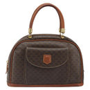 CELINE Macadam Canvas Hand Bag PVC Leather Brown Gold Auth 185533-2