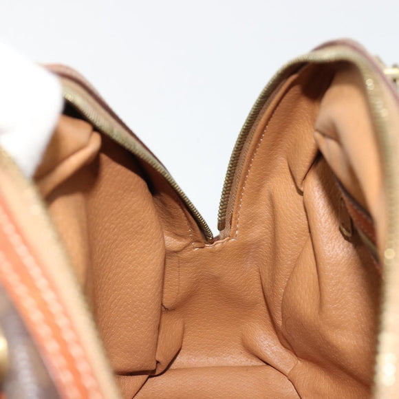 CELINE Macadam Canvas Hand Bag PVC Leather Brown Gold Auth 185533