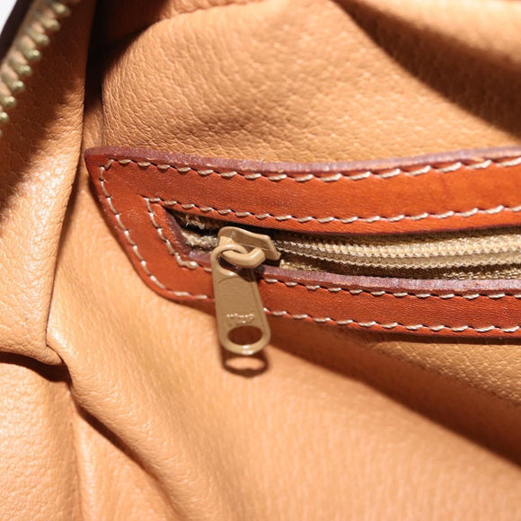 CELINE Macadam Canvas Hand Bag PVC Leather Brown Gold Auth 185533