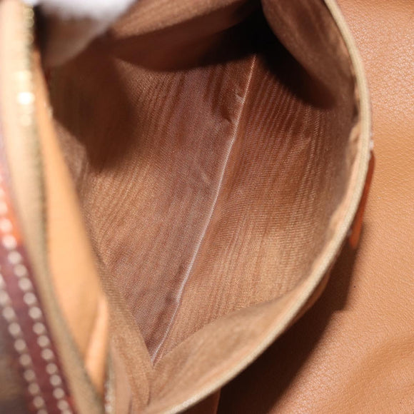 CELINE Macadam Canvas Hand Bag PVC Leather Brown Gold Auth 185533