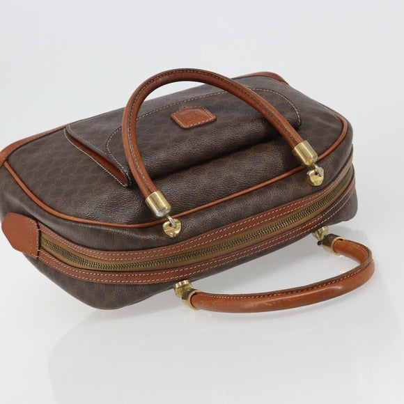 CELINE Macadam Canvas Hand Bag PVC Leather Brown Gold Auth 185533