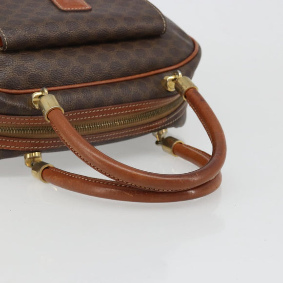 CELINE Macadam Canvas Hand Bag PVC Leather Brown Gold Auth 185533