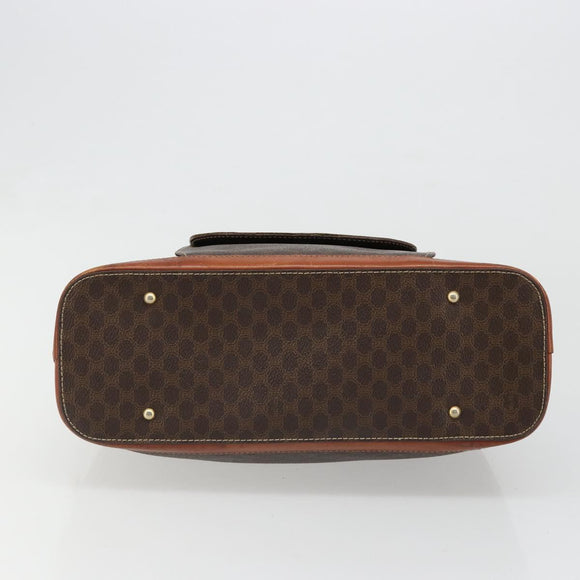 CELINE Macadam Canvas Hand Bag PVC Leather Brown Gold Auth 185533