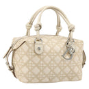 Christian Dior Panarea Hand Bag Canvas Ivory Silver Auth 185536A-1