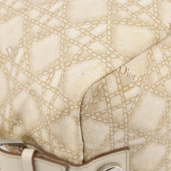 Christian Dior Panarea Hand Bag Canvas Ivory Silver Auth 185536A