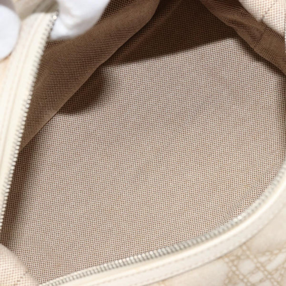 Christian Dior Panarea Hand Bag Canvas Ivory Silver Auth 185536A