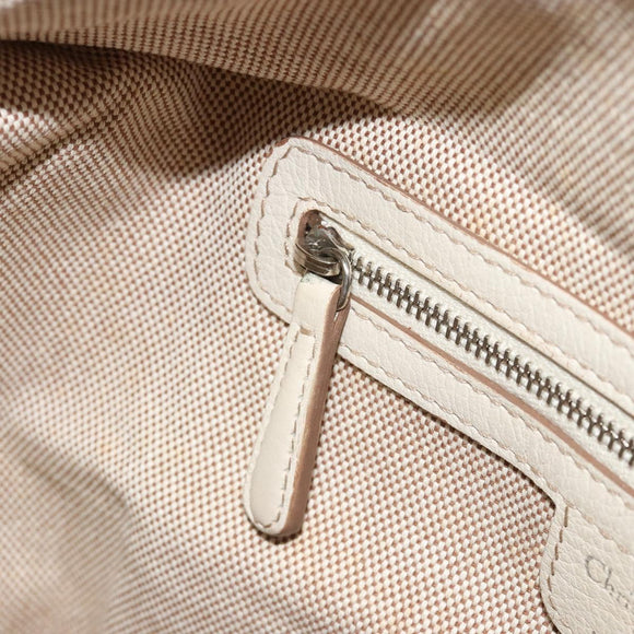 Christian Dior Panarea Hand Bag Canvas Ivory Silver Auth 185536A