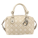 Christian Dior Panarea Hand Bag Canvas Ivory Silver Auth 185536A-2