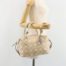 Christian Dior Panarea Hand Bag Canvas Ivory Silver Auth 185536A-22