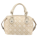 Christian Dior Panarea Hand Bag Canvas Ivory Silver Auth 185536A-3