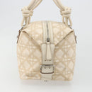 Christian Dior Panarea Hand Bag Canvas Ivory Silver Auth 185536A-5