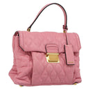 Miu Miu Hand Bag Leather Pink Gold Auth 185537-1