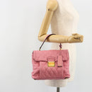 Miu Miu Hand Bag Leather Pink Gold Auth 185537-31