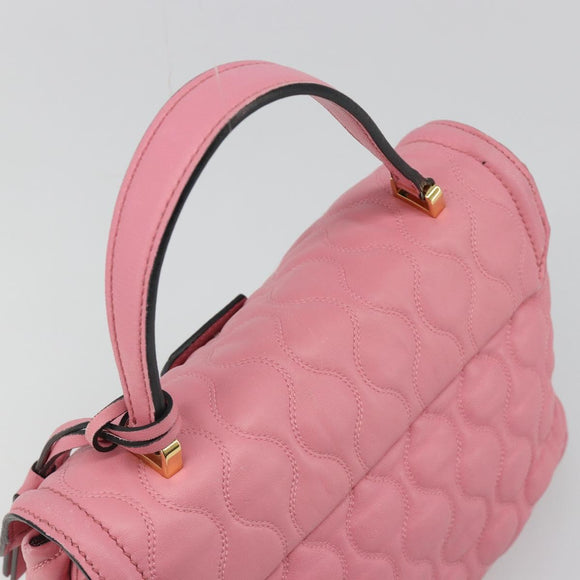 Miu Miu Hand Bag Leather Pink Gold Auth 185537