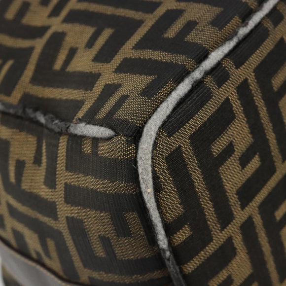 FENDI Zucca Canvas Vanity Hand Bag Black Brown Auth 185538