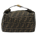 FENDI Zucca Canvas Vanity Hand Bag Black Brown Auth 185538-2