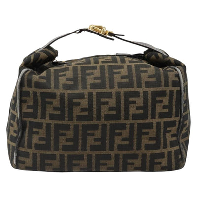 FENDI Zucca Canvas Vanity Hand Bag Black Brown Auth 185538 - 0