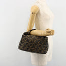 FENDI Zucca Canvas Vanity Hand Bag Black Brown Auth 185538-25
