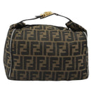 FENDI Zucca Canvas Vanity Hand Bag Black Brown Auth 185538-3