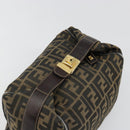 FENDI Zucca Canvas Vanity Hand Bag Black Brown Auth 185538-6