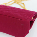 CHANEL Matelasse Chain Shoulder Bag Cotton Jersey Wine Red Gold CC Auth 185539-15