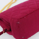 CHANEL Matelasse Chain Shoulder Bag Cotton Jersey Wine Red Gold CC Auth 185539-16