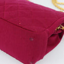 CHANEL Matelasse Chain Shoulder Bag Cotton Jersey Wine Red Gold CC Auth 185539-17