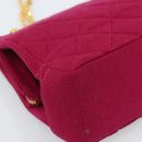 CHANEL Matelasse Chain Shoulder Bag Cotton Jersey Wine Red Gold CC Auth 185539-18
