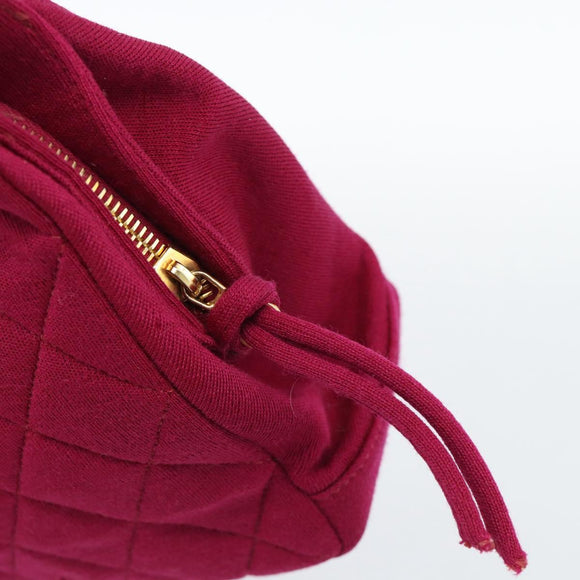 CHANEL Matelasse Chain Shoulder Bag Cotton Jersey Wine Red Gold CC Auth 185539