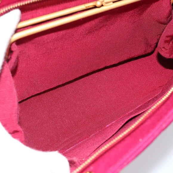 CHANEL Matelasse Chain Shoulder Bag Cotton Jersey Wine Red Gold CC Auth 185539