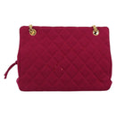 CHANEL Matelasse Chain Shoulder Bag Cotton Jersey Wine Red Gold CC Auth 185539-13