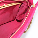 CHANEL Matelasse Chain Shoulder Bag Cotton Jersey Wine Red Gold CC Auth 185539-21