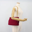 CHANEL Matelasse Chain Shoulder Bag Cotton Jersey Wine Red Gold CC Auth 185539-25