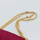 CHANEL Matelasse Chain Shoulder Bag Cotton Jersey Wine Red Gold CC Auth 185539-14