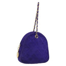 CHANEL Matelasse Chain Hand Bag Suede Purple Gold CC Auth 185540A-1
