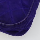 CHANEL Matelasse Chain Hand Bag Suede Purple Gold CC Auth 185540A-15
